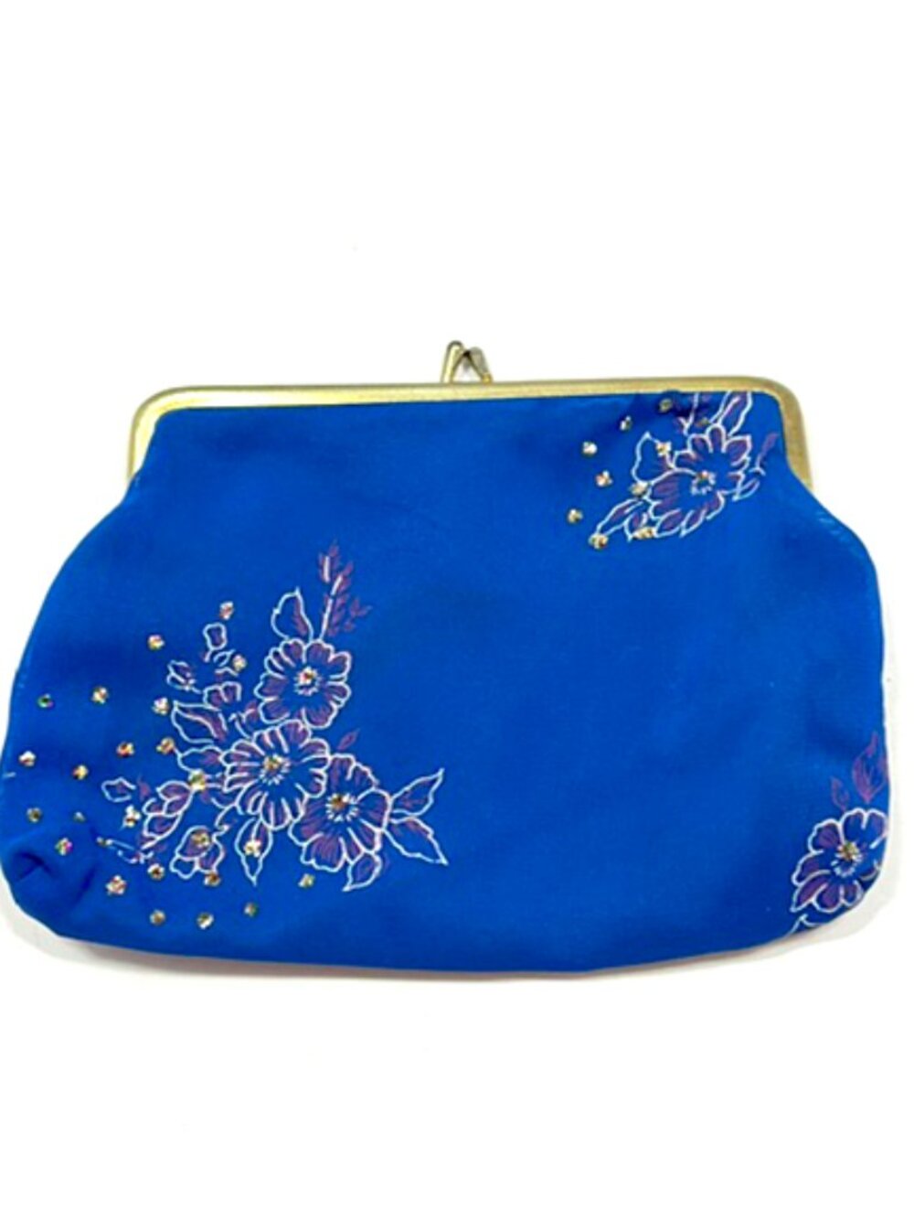 Kiss-Lock Clutch Blue with Florals